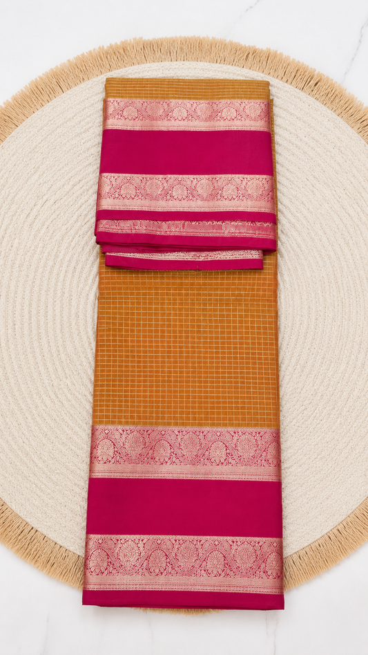 Silk Saree Vairaoosi Semi Kanchipuram- Golden Yellow - SK100059