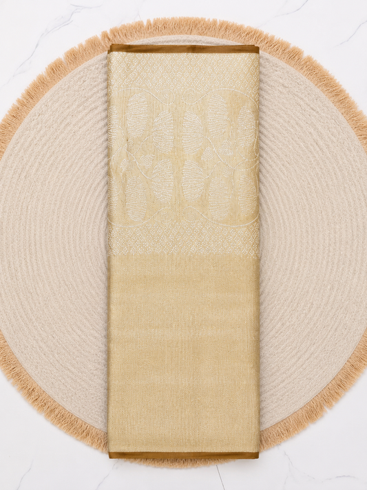 Pure Silk Brocade Saree - Golden with Silk mark and Handloom mark - PS100032