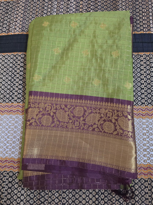 Semi Banarasi Saree - Pistachio Green - SB100025
