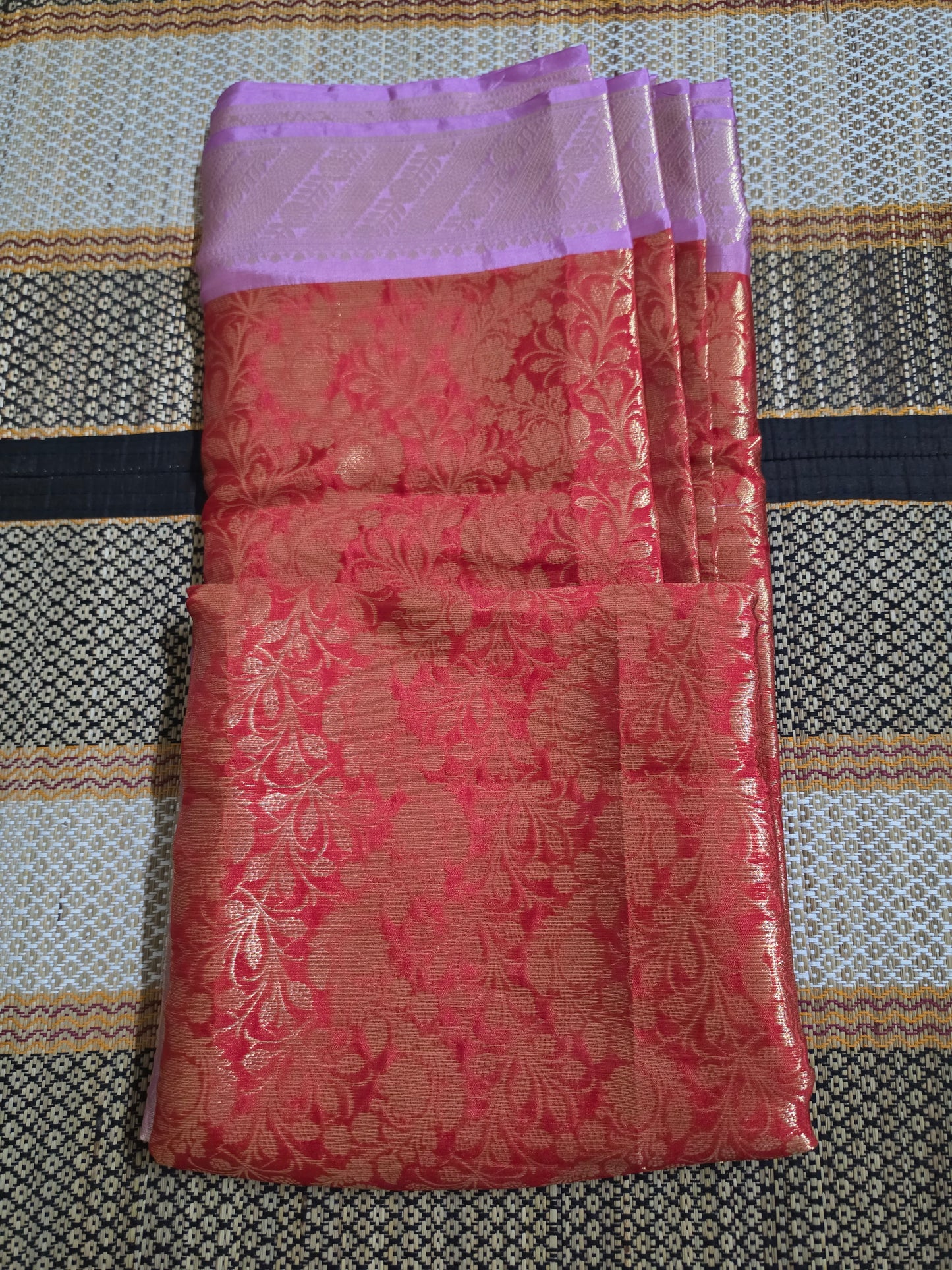 Semi Banarasi Saree - Rust Orange - SB100075