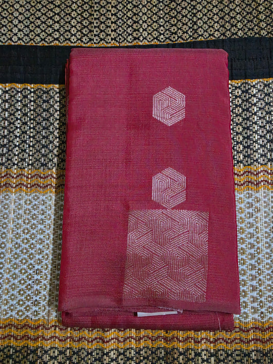 Kanchi Soft Silk Saree - Chilly Red Diamond Butas - KS100021