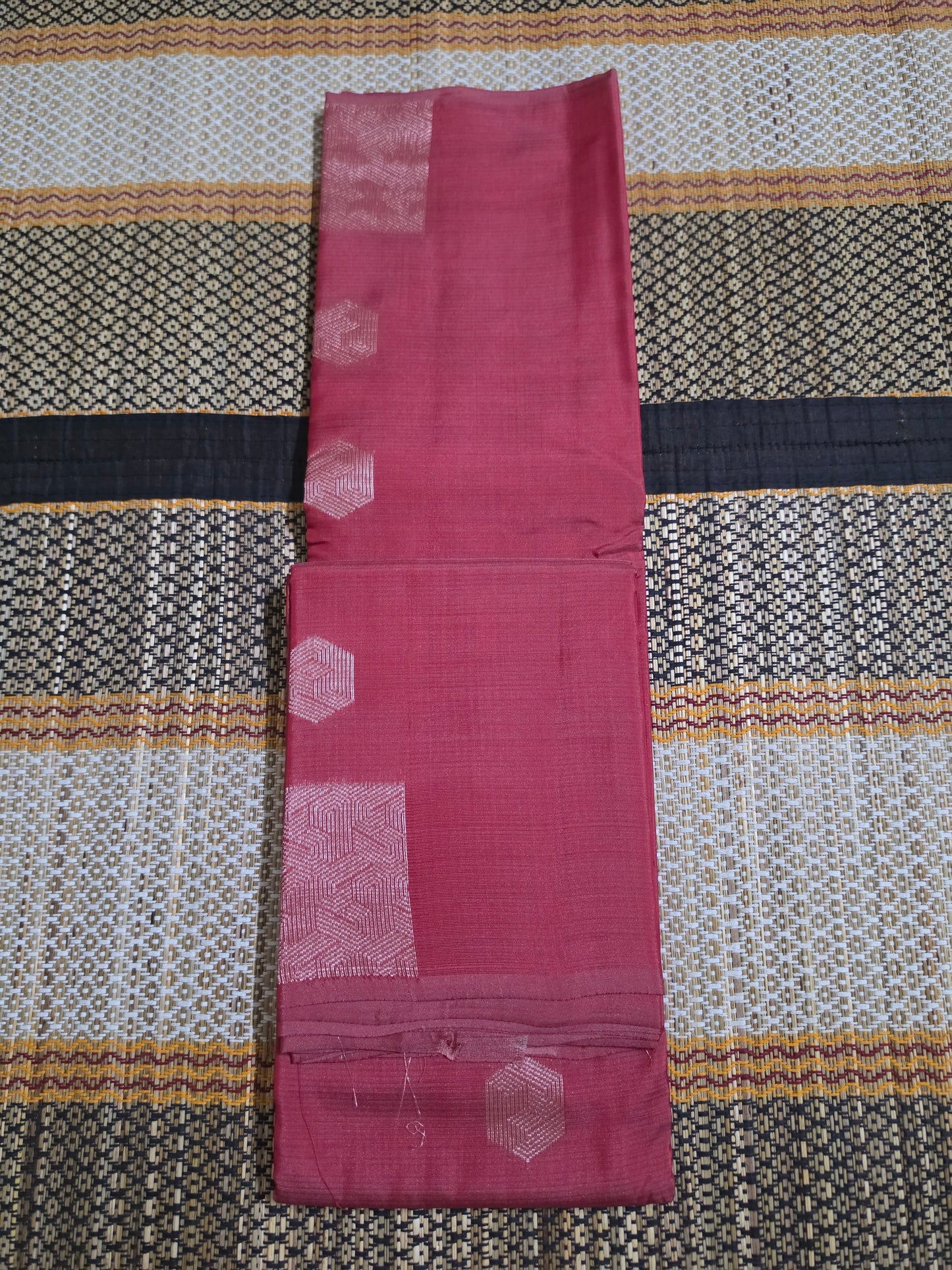 Kanchi Soft Silk Saree - Chilly Red Diamond Butas - KS100021