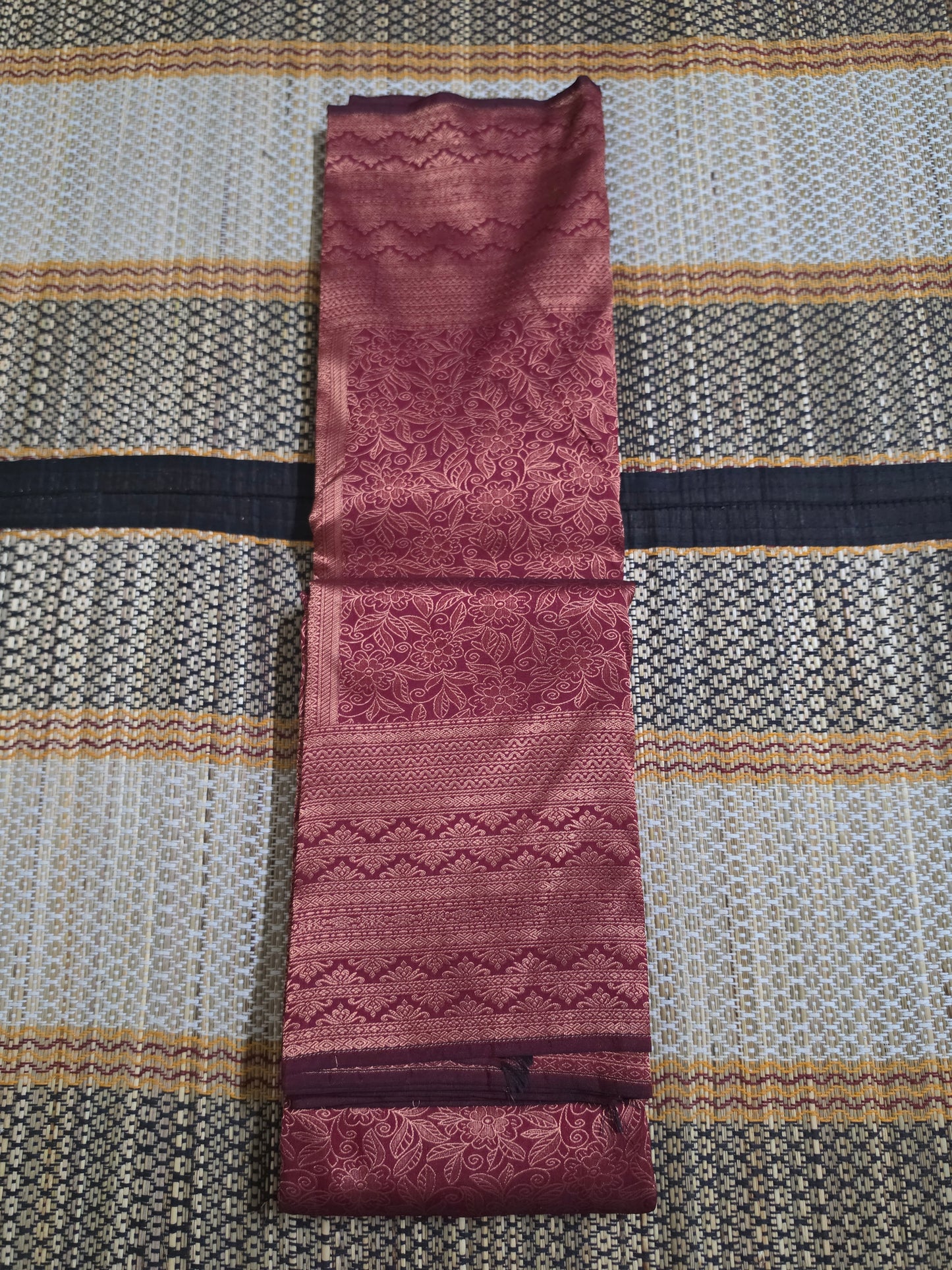 Brocade Silk Saree - Dark Maroon - BS100020