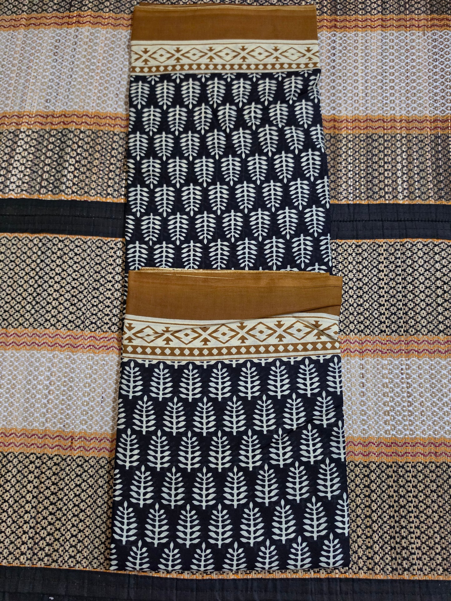 Mul Cotton Saree - Brown & Black Digital Print - MCS100139