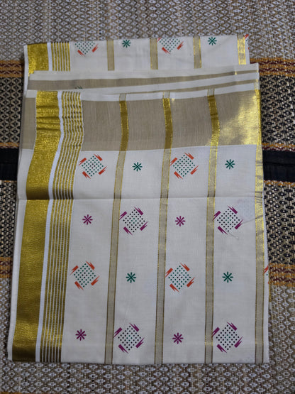 Set Saree Golden Zari with Print - SSP100118