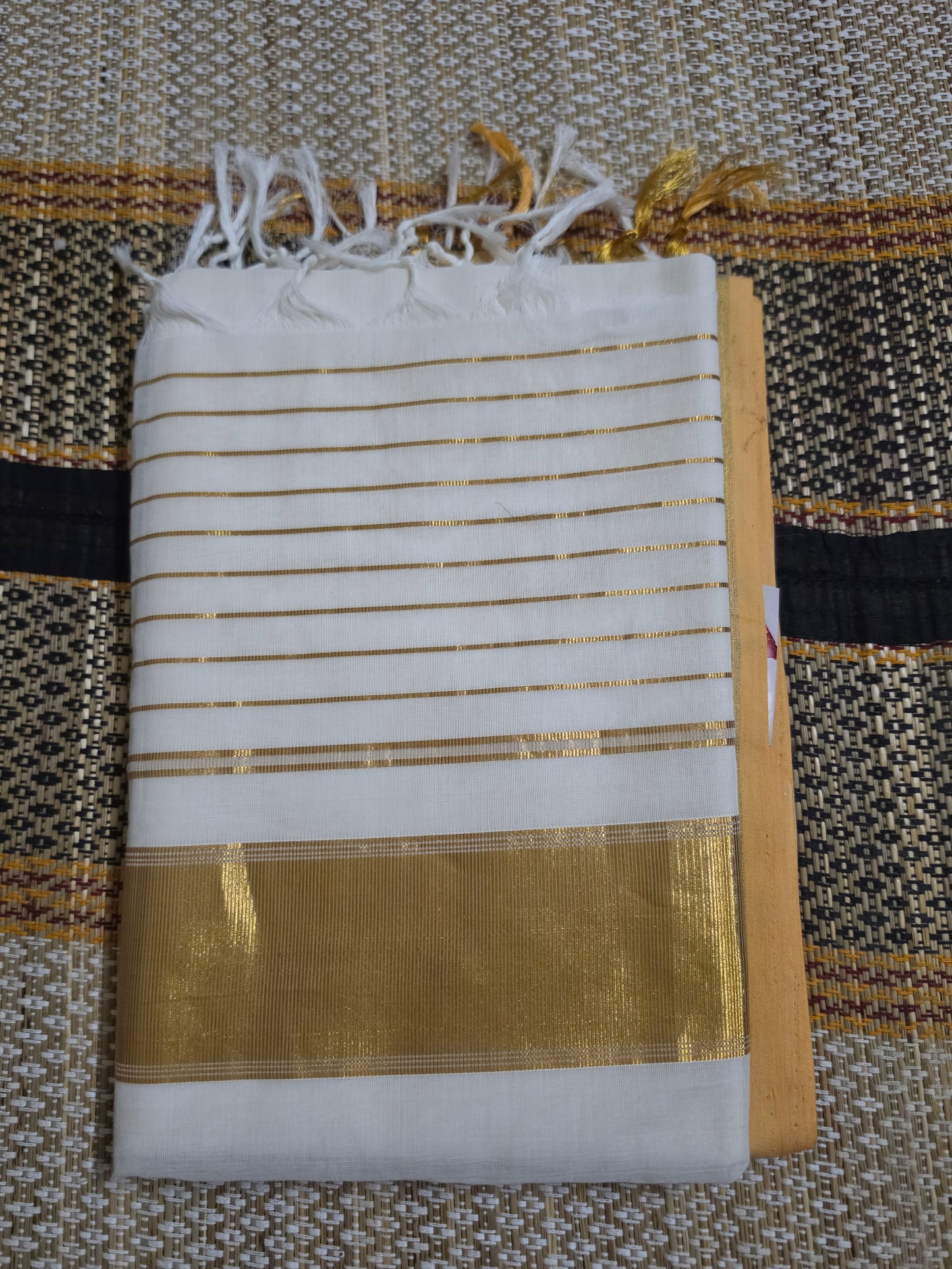 Set Saree Handloom - COTTON 2INCHSTRIPES -SSH100080