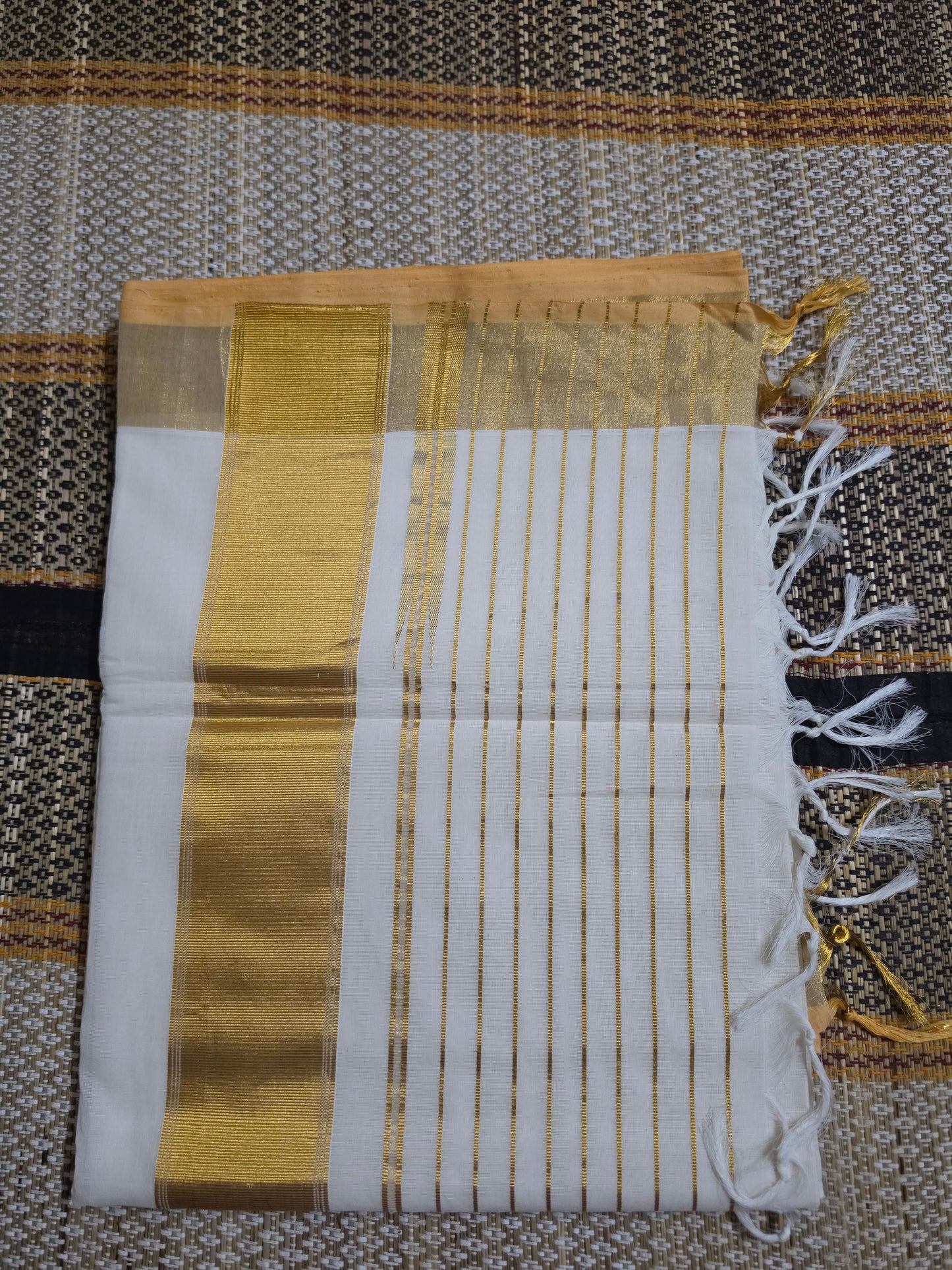 Set Saree Handloom - COTTON 2INCHSTRIPES -SSH100080