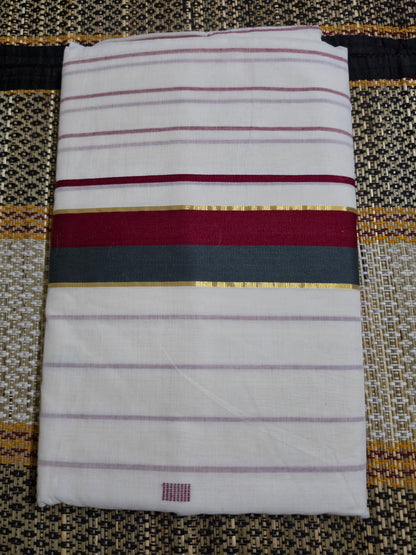 Set Saree Handloom - UNAKAPAVU(R) - Dark Grey & Maroon - SSH100076