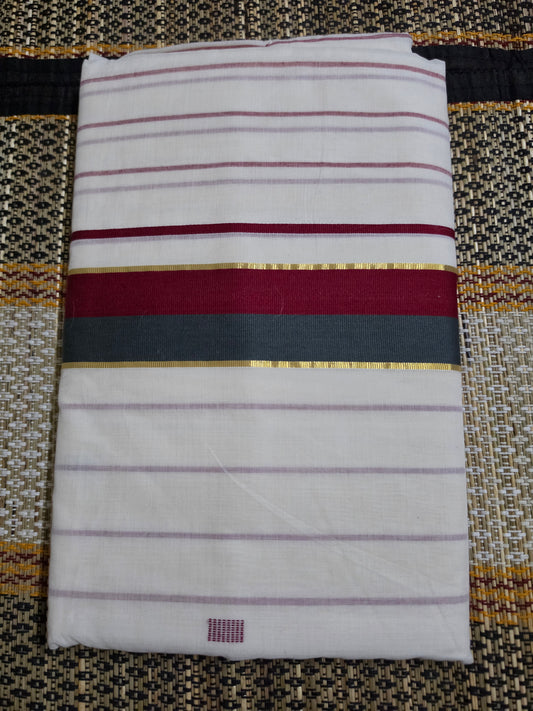 Set Saree Handloom - UNAKAPAVU(R) - Dark Grey & Maroon - SSH100076