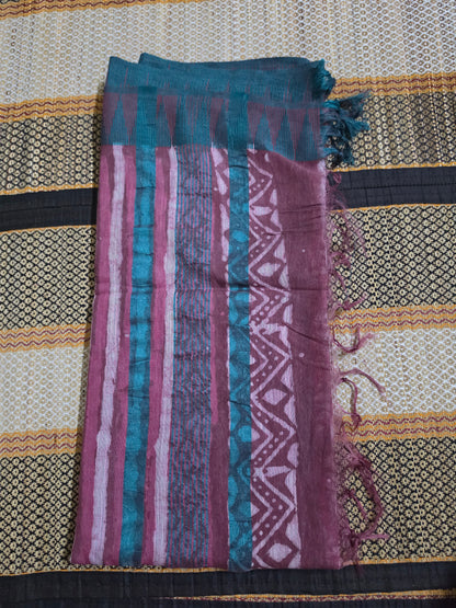 Pure Cotton Vegetable Dyed Saree - Pomegranate - PCVDS100069