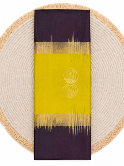 Pure Soft Silk Saree - Mustard Yellow & Coffee Brown (Handloom mark and Silk Mark) - PS100036