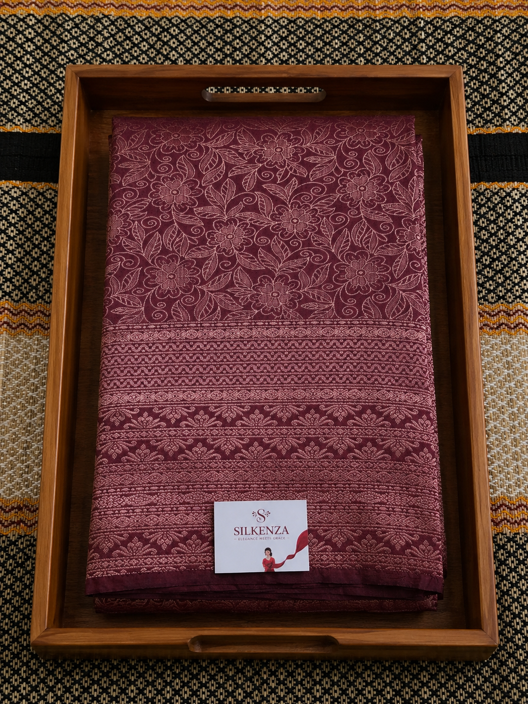 Brocade Silk Saree - Dark Maroon - BS100020