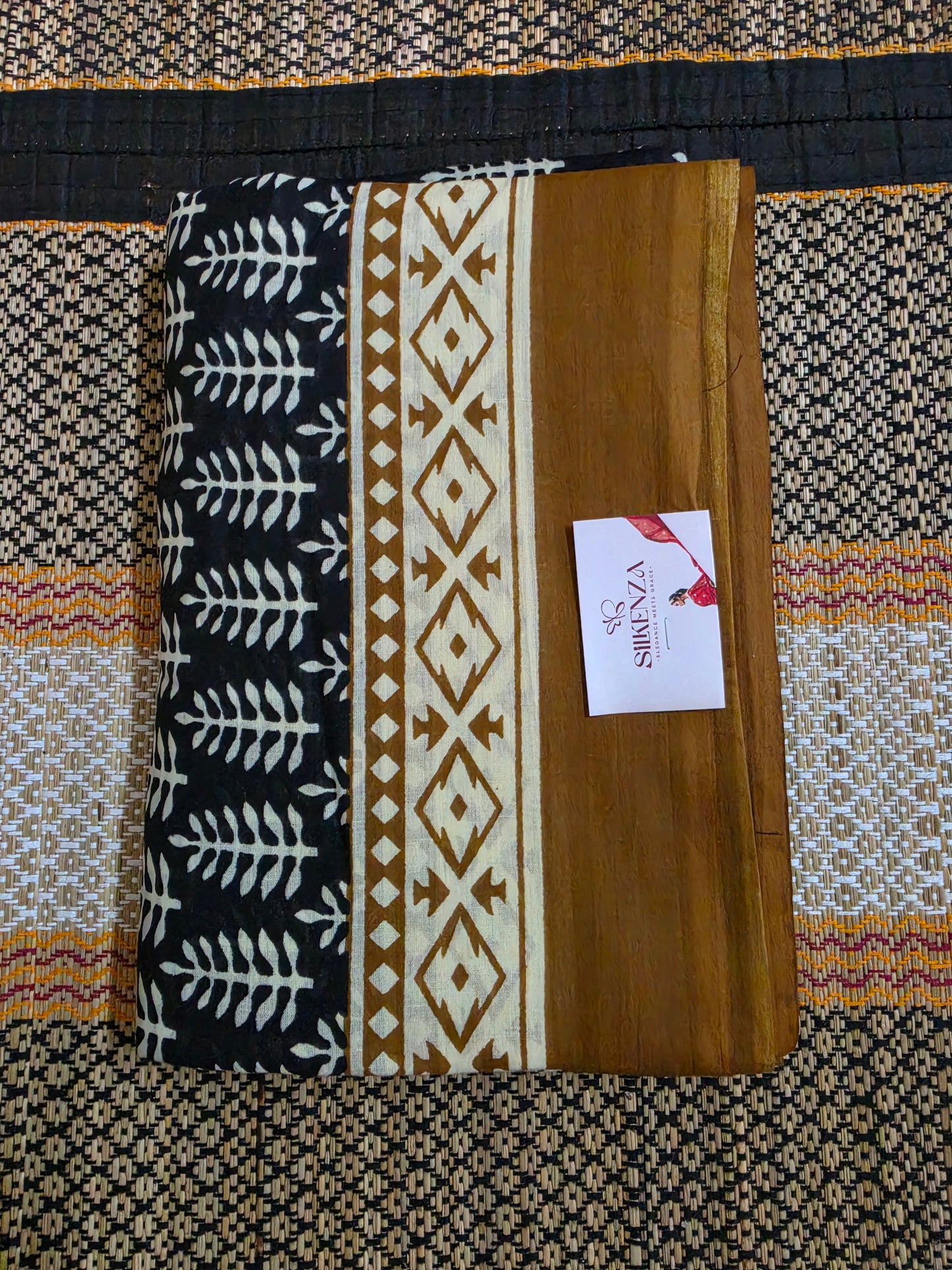 Mul Cotton Saree - Brown & Black Digital Print - MCS100139