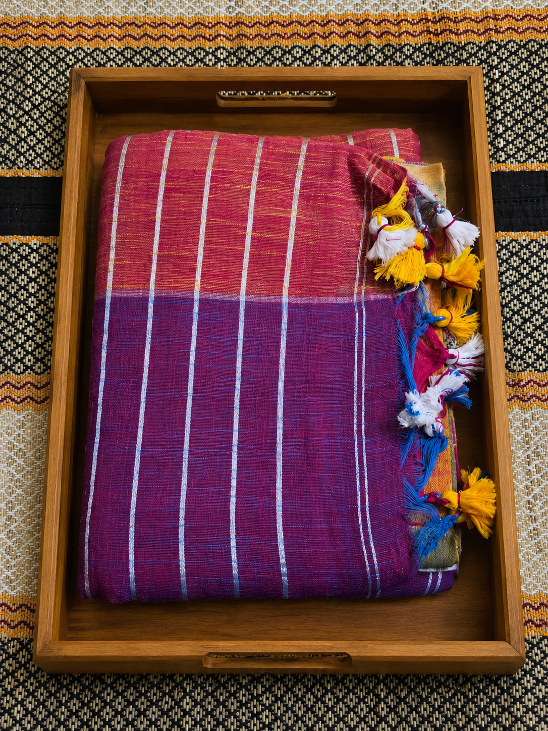 Linen Cotton Multicolor Saree - Purple - LC100058
