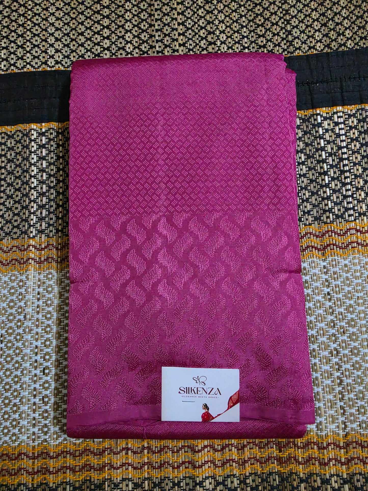 Fuchsia Pink Semi Silk Saree with Self-Woven Jacquard Pattern - SSS100145