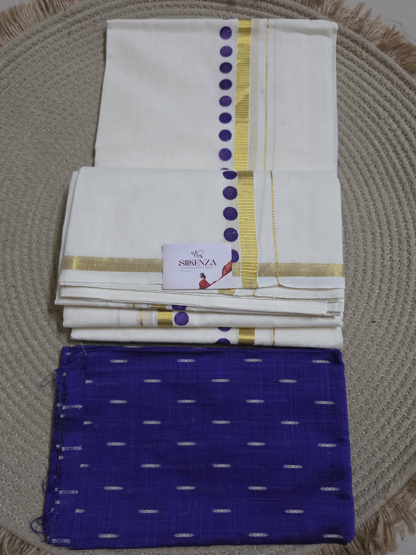 Set Mundu - Blue Dot with Blouse - SMP100111