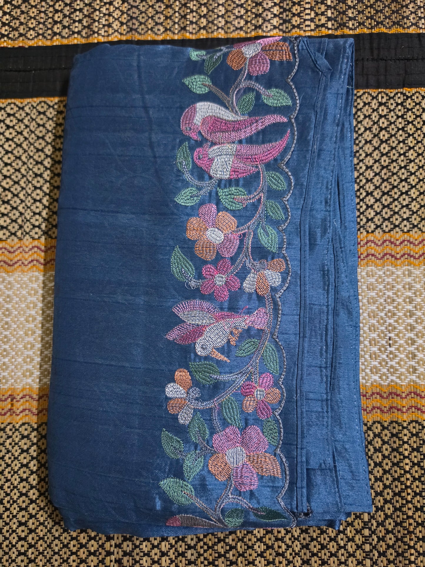 Tussar Silk Saree - Steel Blue Colour - TSS100067