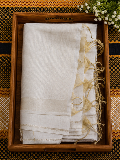 Muga Cotton Silk Saree - Lotus Thread Weaving Golden - MC100105