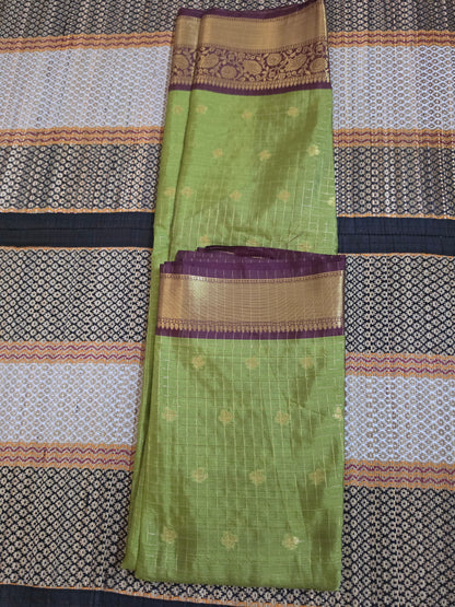 Semi Banarasi Saree - Pistachio Green - SB100025