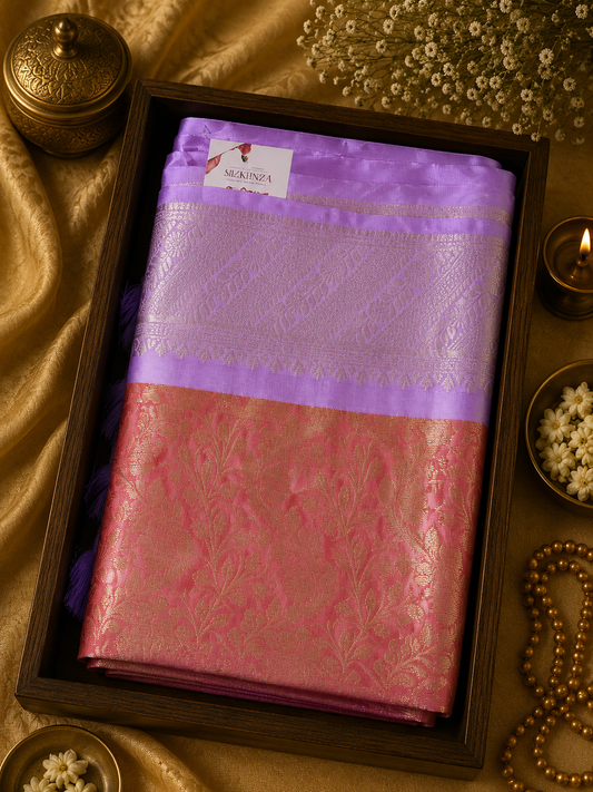 Semi Banarasi Saree - Rust Orange - SB100075