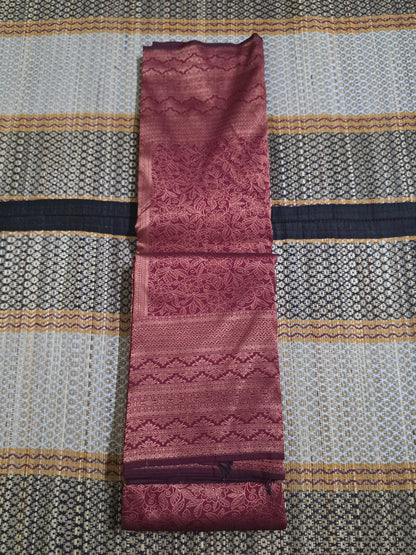 Brocade Silk Saree - Dark Maroon - BS100020