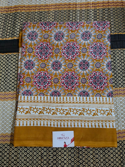 Mul Cotton Saree - Turmeric Yellow