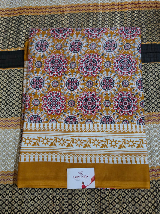 Mul Cotton Saree - Turmeric Yellow
