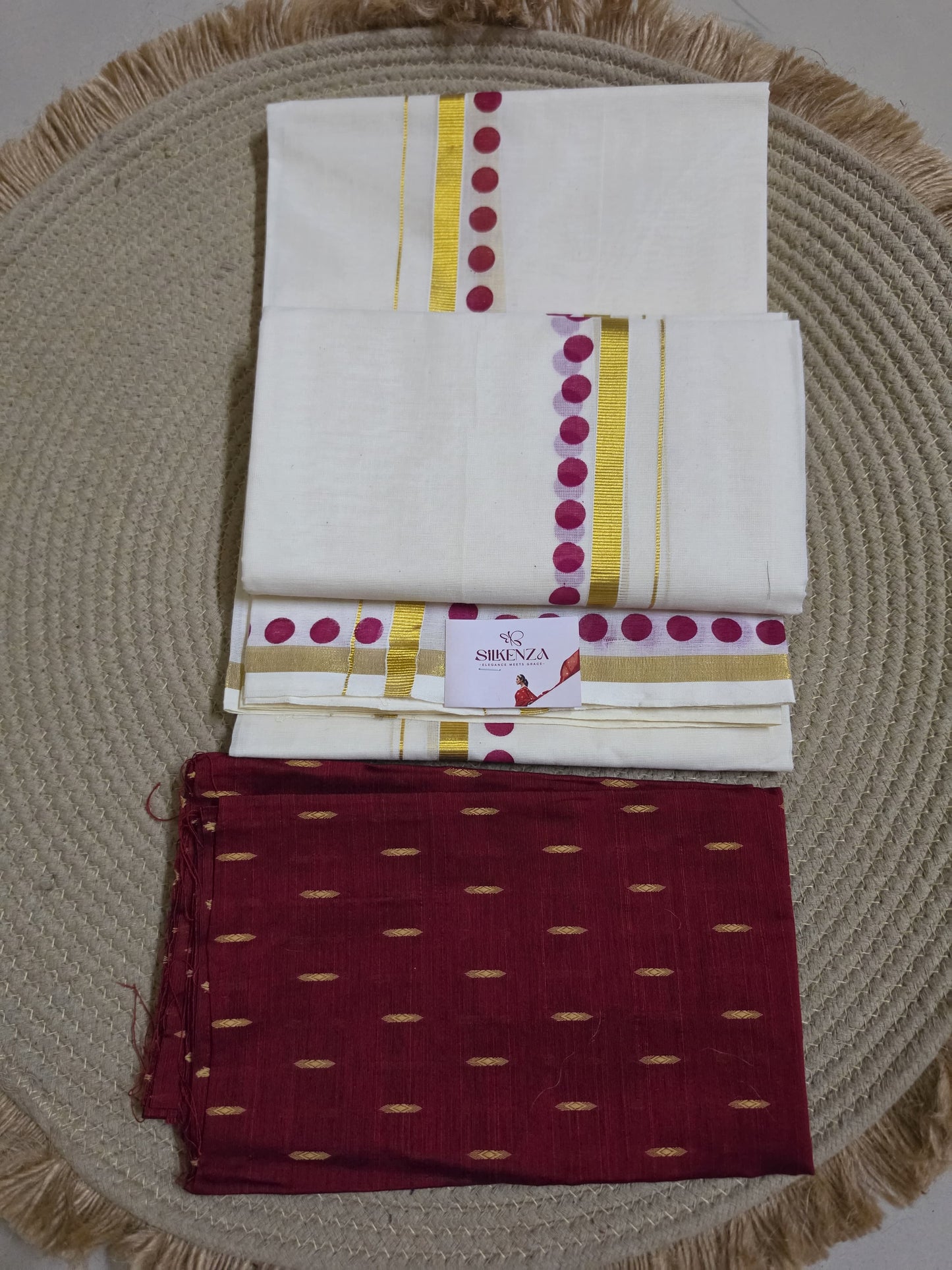 Set Mundu - Red Dot with Blouse - SMP100110