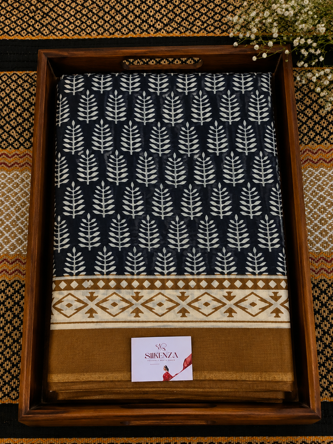 Mul Cotton Saree - Brown & Black Digital Print - MCS100139