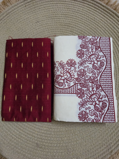 Set Mundu - Lotus with Blouse - SMP100112