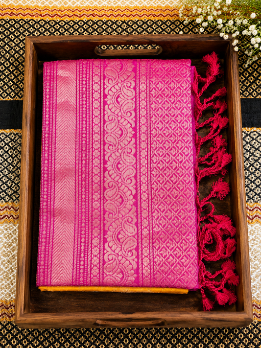 Pure Silk Handloom Saree - Magenta (Silk Mark & Handloom Mark Certified) - PS1000101