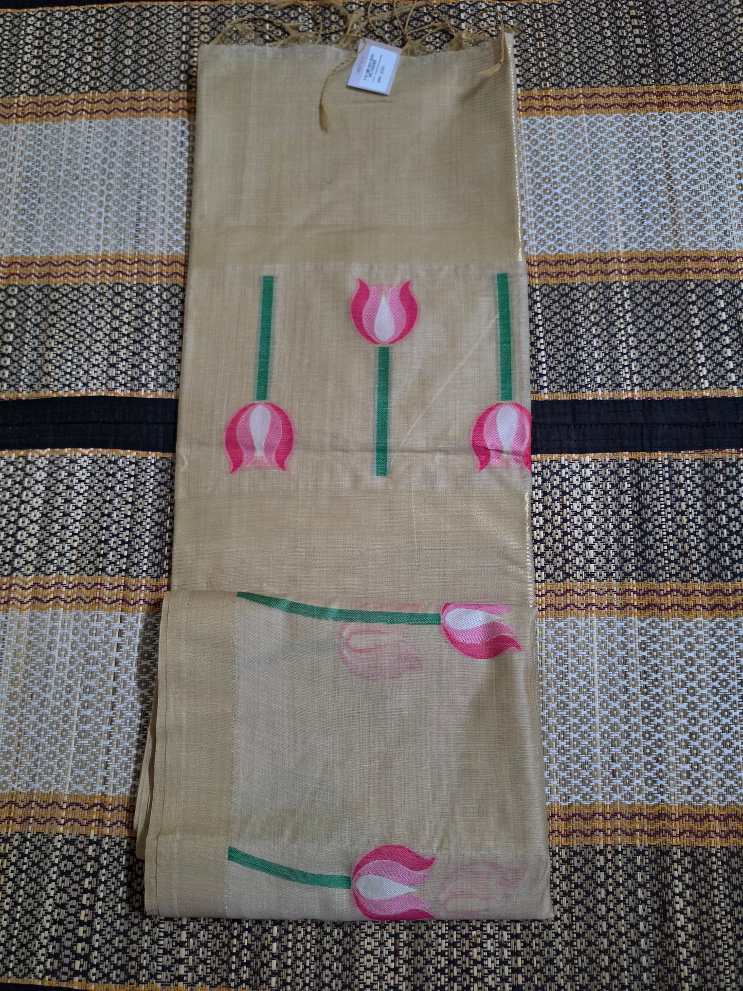 Muga Cotton Silk Saree - Lotus Thread Weaving - MC100065