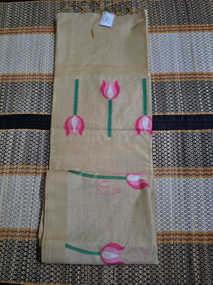 Muga Cotton Silk Saree - Lotus Thread Weaving - MC100065