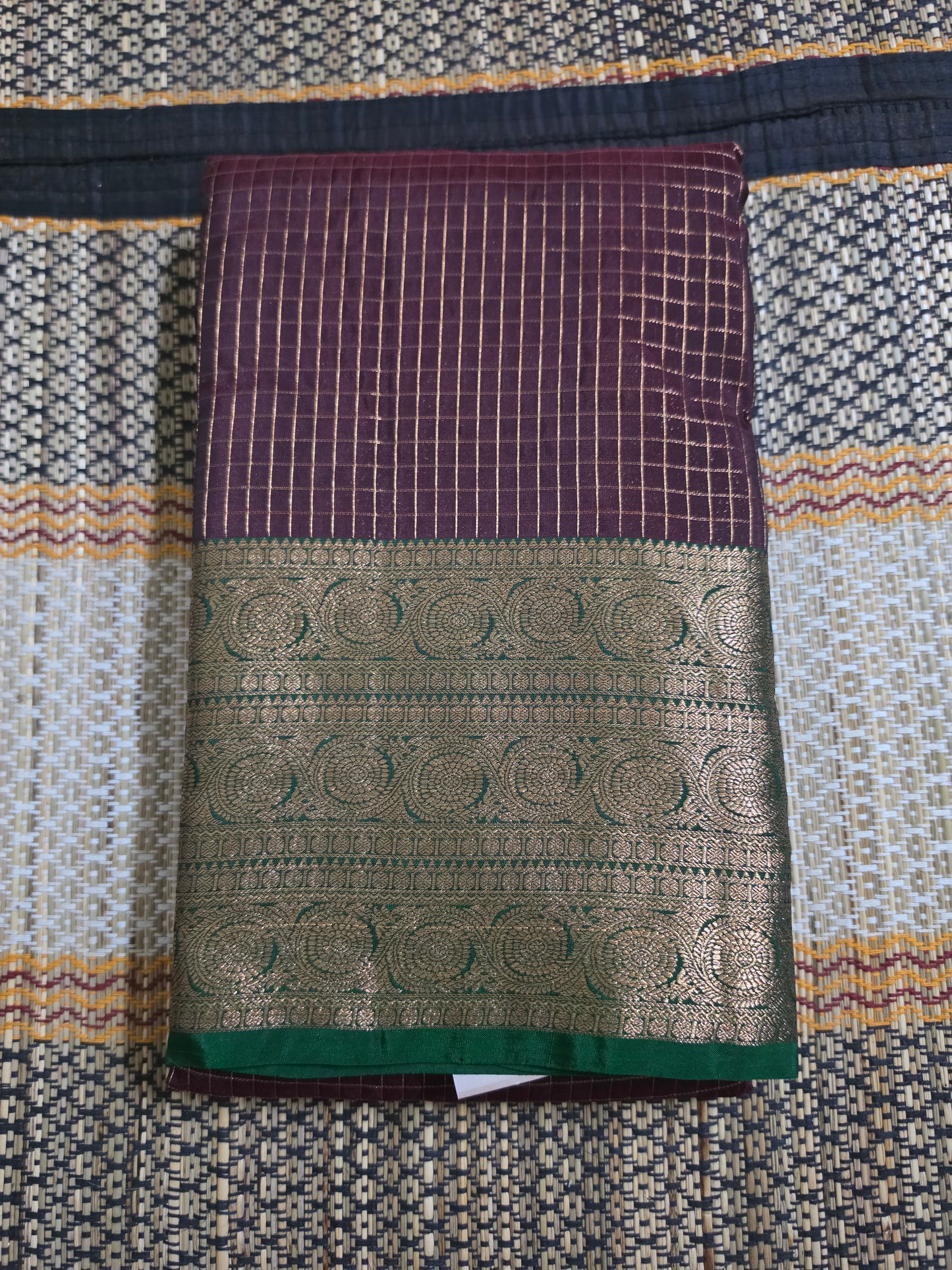 Kanchi Silk Vairaoosi Saree in Deep Maroon with Green Zari Border - KS100026